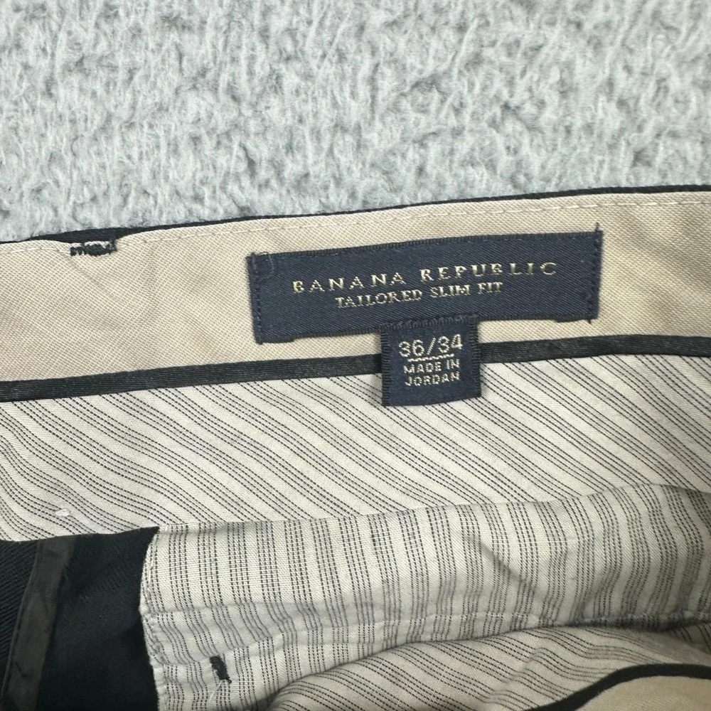 Banana Republic Tailored Slim Fit Dress Pants Mens 36x34 (Fits 34x32) Black Wool